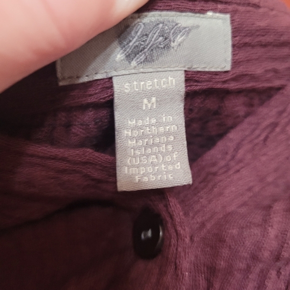J.Jill Purple Button Up Gauze Popover Long Sleeve Top Size Medium Stretch - Picture 4 of 4